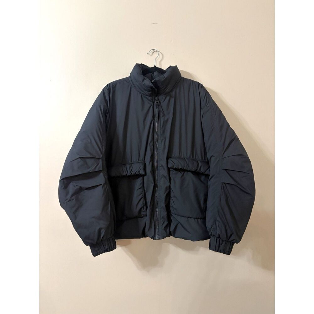 Fabletics Black Oversized Puffer Jacket XL Utility Pocket Full Zip Coat